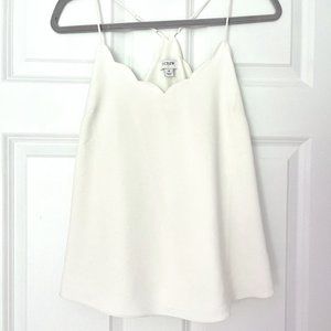 J. Crew Factory Scalloped Cami Top, White, Size 4